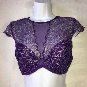 B.Tempted NWT L purple and gold lace bralette